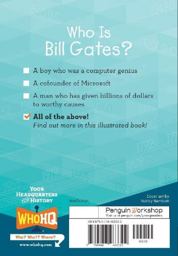 Buchcover und Innenansicht für das Buch: Who Is Bill Gates?