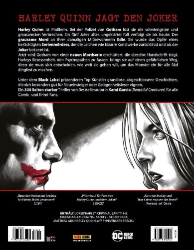 Buchcover und Innenansicht für das Buch: Joker/Harley: Criminal Sanity #1-#8, Joker/Harley: Criminal Sanity - Secret Files #1, Harley Quinn 30th Anniversary Special #1