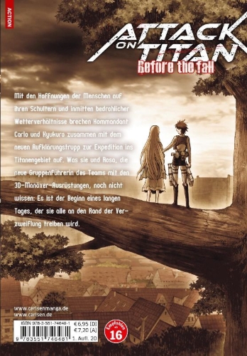 Buchcover und Innenansicht für das Buch: Shingeki no Kyojin - Before the Fall
