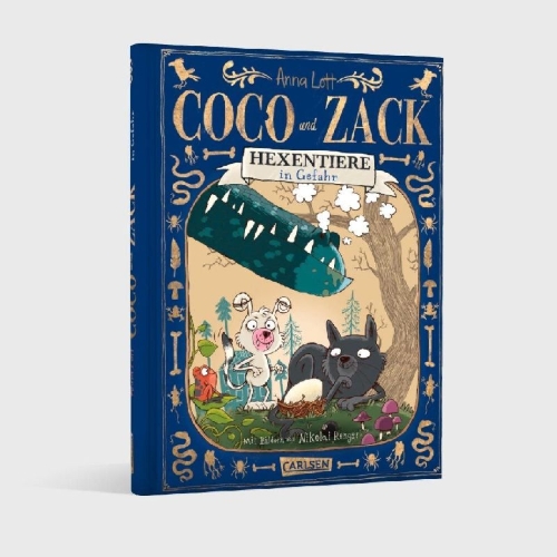 Buchcover und Innenansicht für das Buch: Coco und Zack: Hexentiere in Gefahr