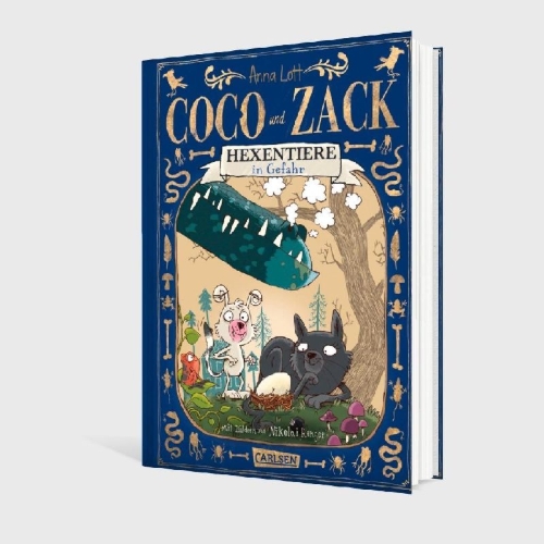 Buchcover und Innenansicht für das Buch: Coco und Zack: Hexentiere in Gefahr