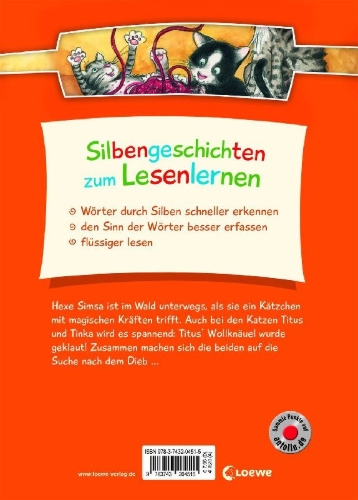 Buchcover und Innenansicht für das Buch: Silbengeschichten zum Lesenlernen - Katzengeschichten