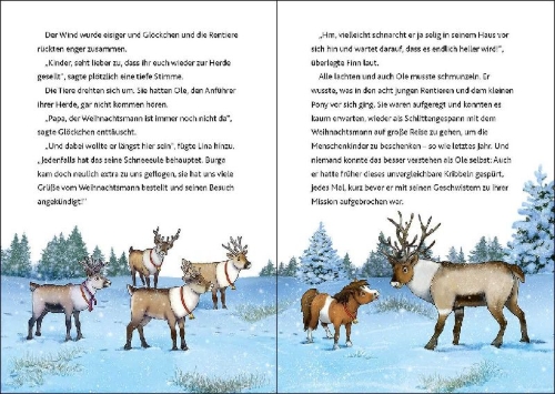 Buchcover und Innenansicht für das Buch: Glöckchen, das Weihnachtspony (Band 2) - Der Zauber des Nordsterns