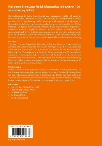 Buchcover und Innenansicht für das Buch: Digitale und KI-gestützte Produktivitätsanalyse im Bauwesen - Der smarte Einstieg für KMU