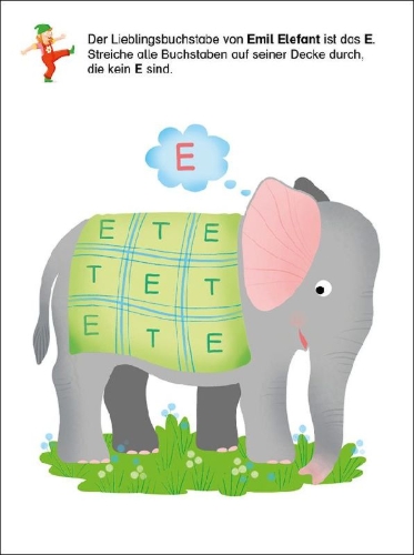 Buchcover und Innenansicht für das Buch: Die neuen LernSpielZwerge - Erste Buchstabenspiele