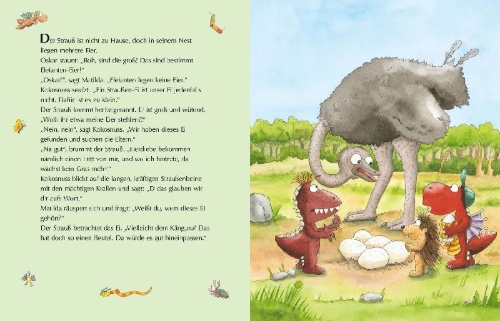 Buchcover und Innenansicht für das Buch: Der kleine Drache Kokosnuss - Das große Eier-Rätsel