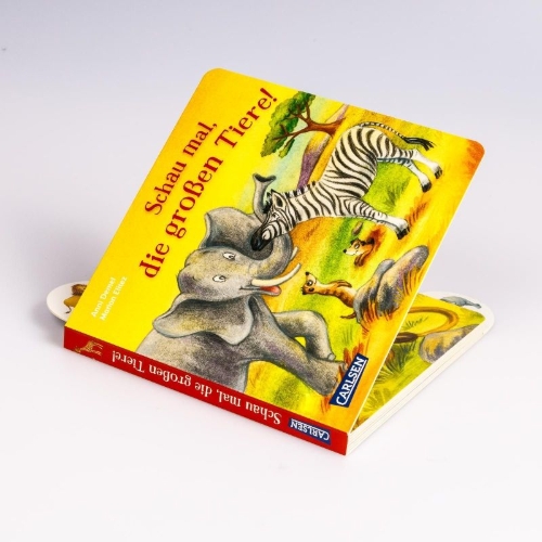 Buchcover und Innenansicht für das Buch: Schau mal, die großen Tiere!