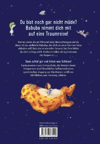 Buchcover und Innenansicht für das Buch: Schlaf gut mit Babuba. Gute-Nacht-Geschichten zum Entspannen