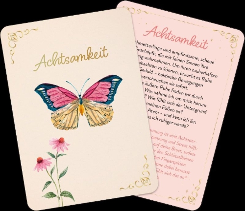 Buchcover und Innenansicht für das Buch: Orakelkarten: Zauber der Schmetterlinge