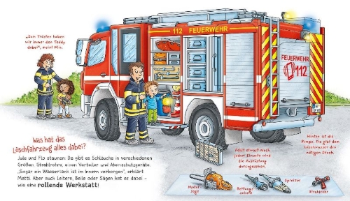 Buchcover und Innenansicht für das Buch: WAS IST WAS Meine Welt Band 12 Tatütata, die Feuerwehr!