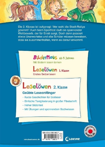 Buchcover und Innenansicht für das Buch: Leselöwen 2. Klasse - Schulklassengeschichten