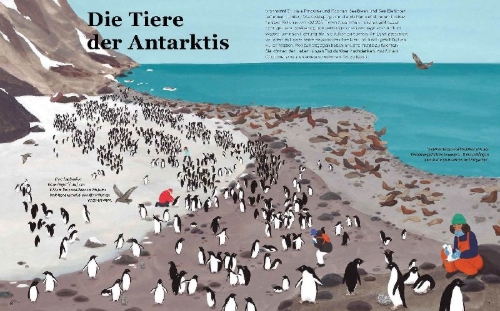 Buchcover und Innenansicht für das Buch: Antártida - El continente de los prodigios