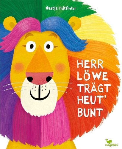 Buchcover und Innenansicht für das Buch: Herr Löwe trägt heut' bunt