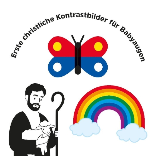 Buchcover und Innenansicht für das Buch: Erste christliche Kontrastbilder für Babyaugen - Schuber
