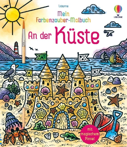 Buchcover und Innenansicht für das Buch: Mein Farbenzauber-Malbuch: An der Küste