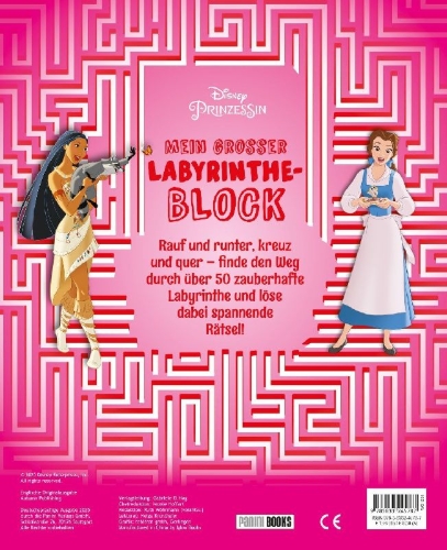Buchcover und Innenansicht für das Buch: Disney Prinzessin: Mein großer Labyrinthe-Block