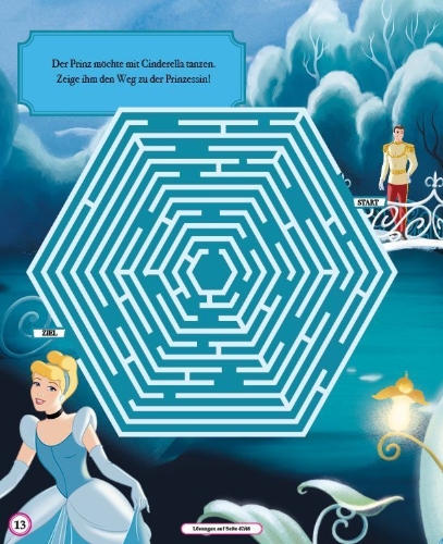 Buchcover und Innenansicht für das Buch: Disney Prinzessin: Mein großer Labyrinthe-Block