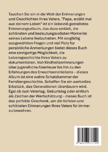 Buchcover und Innenansicht für das Buch: Papa erzähl mal aus deinem Leben