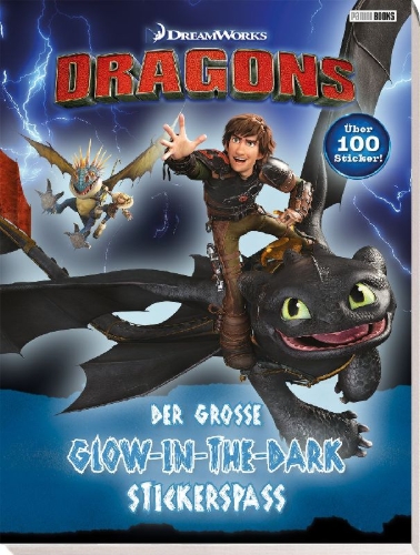 Buchcover und Innenansicht für das Buch: Dragons: Der große Glow-in-the-Dark-Stickerspaß