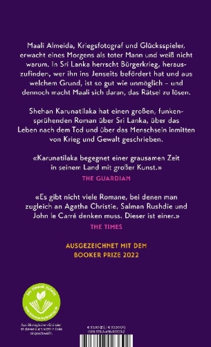 Buchcover und Innenansicht für das Buch: The Seven Moons of Maali Almeida