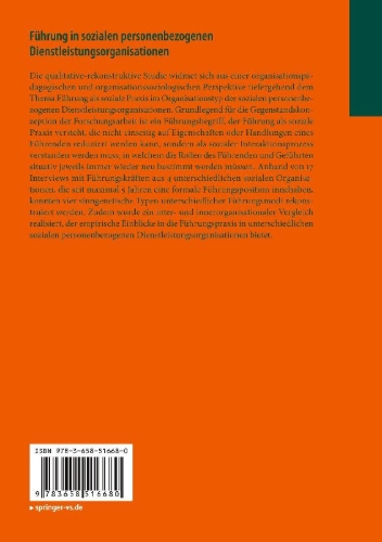 Buchcover und Innenansicht für das Buch: Führung in sozialen personenbezogenen Dienstleistungsorganisationen