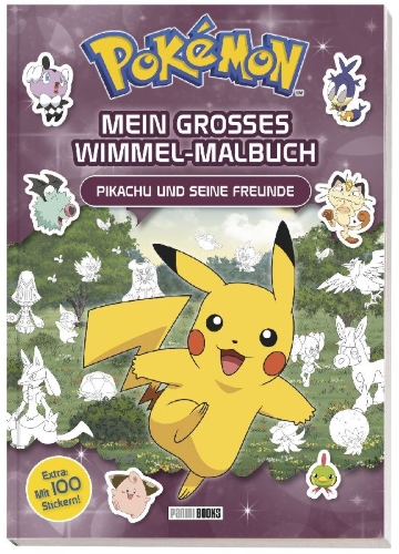 Buchcover und Innenansicht für das Buch: Mes Coloriages Cherce-et-Trouve - une Novuvelle Adventure Avec Pikachu