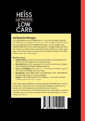 Buchcover und Innenansicht für das Buch: Heißluftfritteuse Kochbuch Low Carb-120 Rezepte