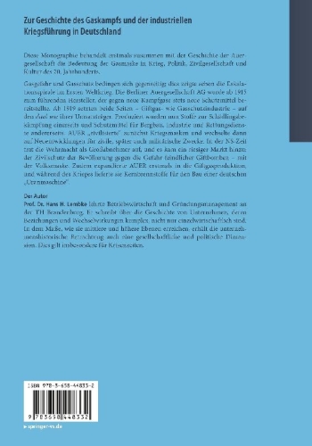 Buchcover und Innenansicht für das Buch: Zur Geschichte des Gaskampfs und der industriellen Kriegsführung in Deutschland