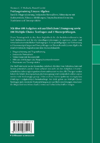 Buchcover und Innenansicht für das Buch: Prüfungstraining Lineare Algebra