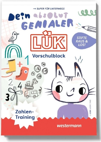 Buchcover und Innenansicht für das Buch: LÜK. Dein absolut genialer LÜK Vorschulblock ZAHLENTRAINING