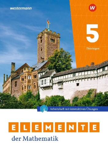 Buchcover und Innenansicht für das Buch: Elemente der Mathematik SI. Arbeitsheft mit Interaktiven Übungen und Lösungen 5. Für Thüringen