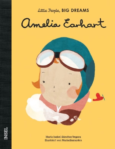 Buchcover und Innenansicht für das Buch: Pequeña y grande: Amelie Earhart