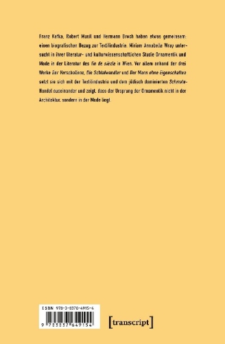 Buchcover und Innenansicht für das Buch: Ornament und Mode bei Kafka, Broch und Musil