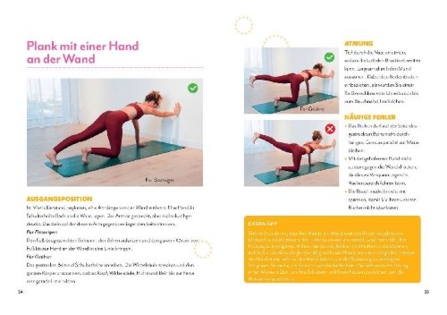 Buchcover und Innenansicht für das Buch: Pilates au mur supersimple