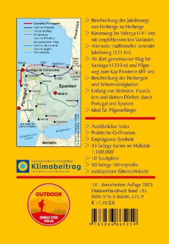 Buchcover und Innenansicht für das Buch: Portugal Spanien: Jakobsweg Caminho Português von Porto nach Santiago und Finisterre