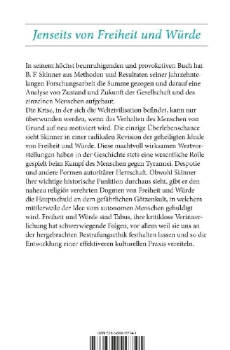 Buchcover und Innenansicht für das Buch: Jenseits von Freiheit und Würde