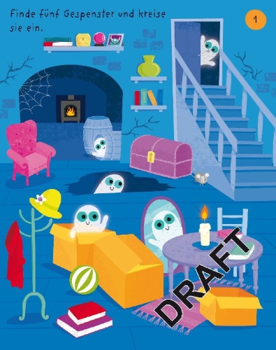 Buchcover und Innenansicht für das Buch: Mein erster Grusel-Mitmachspaß