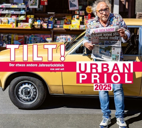 Buchcover und Innenansicht für das Buch: TILT! 2025 - Der etwas andere Jahresrückblick von und mit Urban Priol
