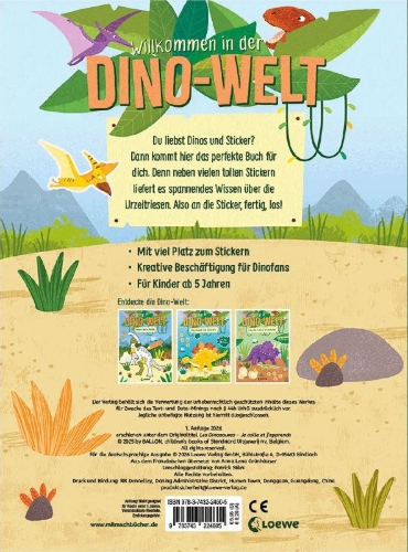 Buchcover und Innenansicht für das Buch: Mon Ami Le Dinosaure - Livre d'autocollants panorama avec histoire et infos