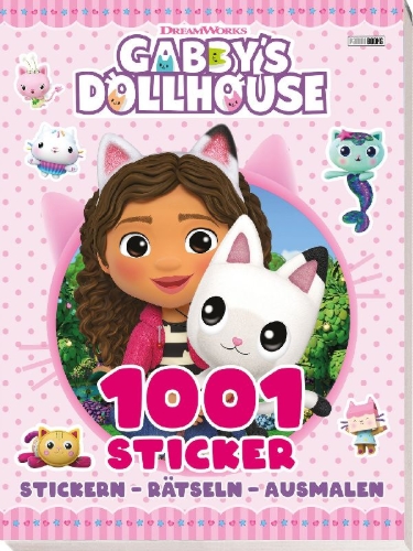 Buchcover und Innenansicht für das Buch: Gabby's Dollhouse: 1001 Sticker: Stickern - Rätseln - Ausmalen