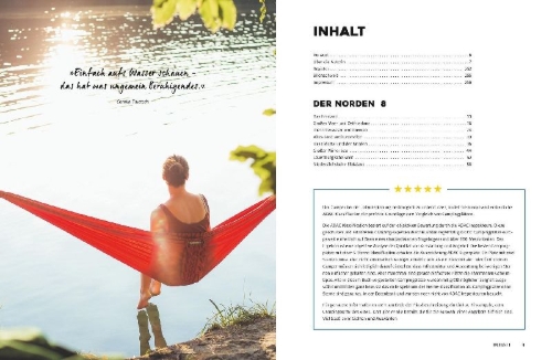 Buchcover und Innenansicht für das Buch: Yes we camp! Camping an Seen und Flüssen