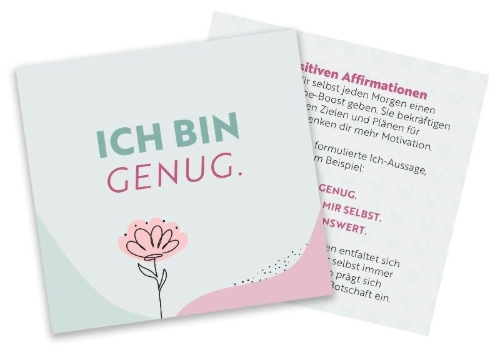 Buchcover und Innenansicht für das Buch: Inspirationskarten: 3-Minuten Selbstliebe