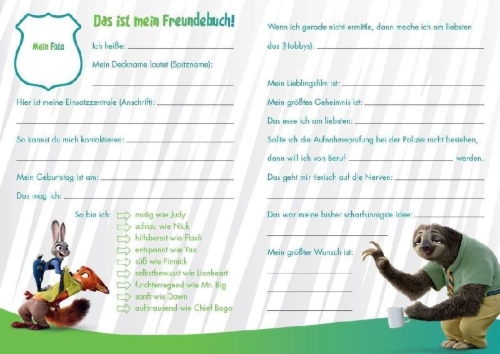 Buchcover und Innenansicht für das Buch: Disney Zoomania: Meine Freunde