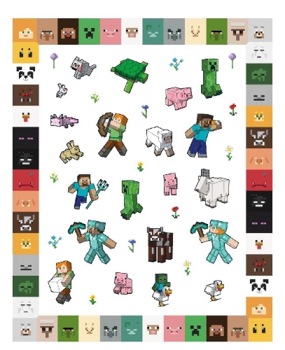 Buchcover und Innenansicht für das Buch: Minecraft: 500 Sticker- Stickern - Rätseln - Ausmalen
