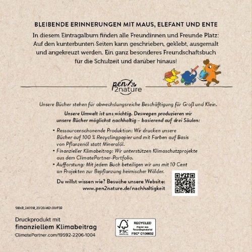 Buchcover und Innenansicht für das Buch: Die Maus Mein Freundschaftsbuch