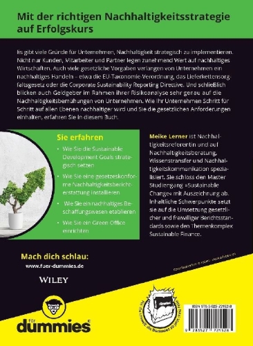 Buchcover und Innenansicht für das Buch: Nachhaltige Unternehmensstrategien für Dummies