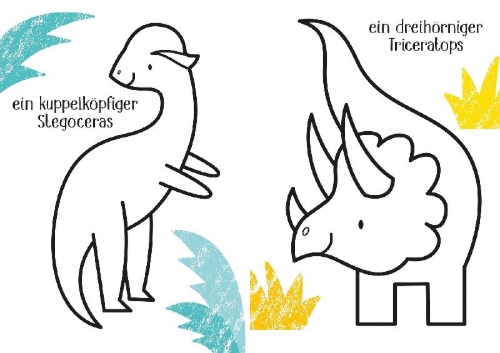 Buchcover und Innenansicht für das Buch: Pack mich ein! Meine Dino-Mitmachbücher