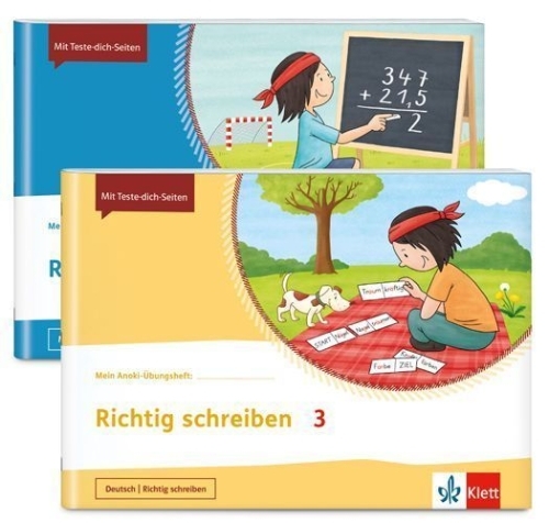 Buchcover und Innenansicht für das Buch: Mein Anoki-Übungsheft - Paket Richtig schreiben / Richtig rechnen 3