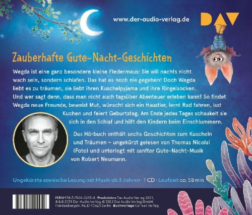 Buchcover und Innenansicht für das Buch: Die kleine Fledermaus Wegda