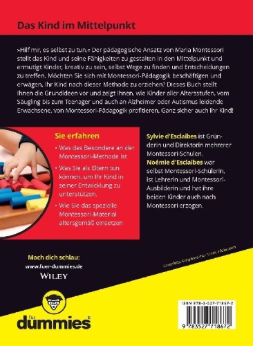 Buchcover und Innenansicht für das Buch: Erziehen nach Montessori für Dummies